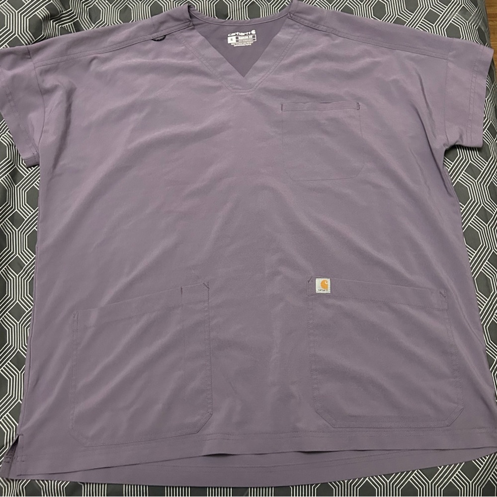 Carhartt Women's Purple V-Neck Short Sleeve Scrub Top